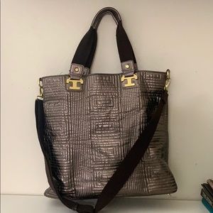Metallic brown tote
